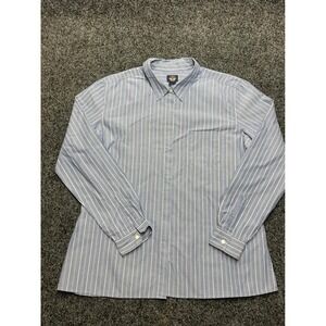 Dockers Mens XL Blue White Striped Long Sleeve Button Down Cotton Shirt Pocket